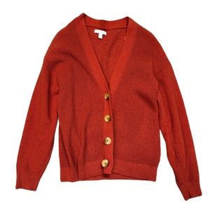 Cute Orange Buttoned Cardigan